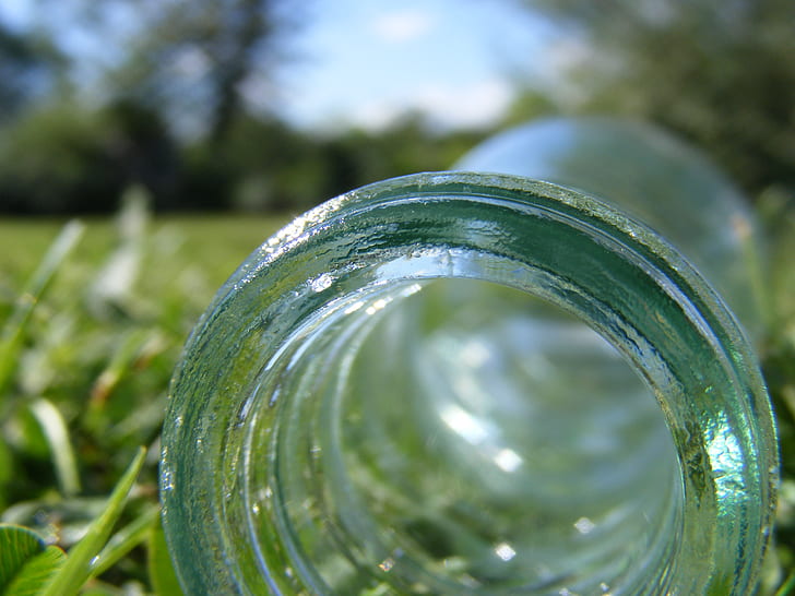 bottles, grass, green color, close-up, plant, nature, no people, HD wallpaper