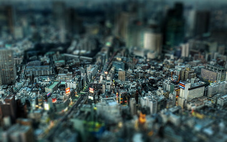 city, tilt shift, cityscape, photography, blurred, HD wallpaper