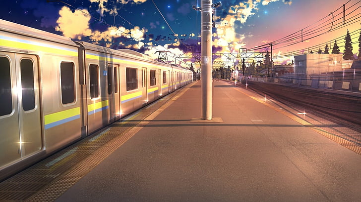 Anime Train Station HD Wallpaper by スマッシャーTT