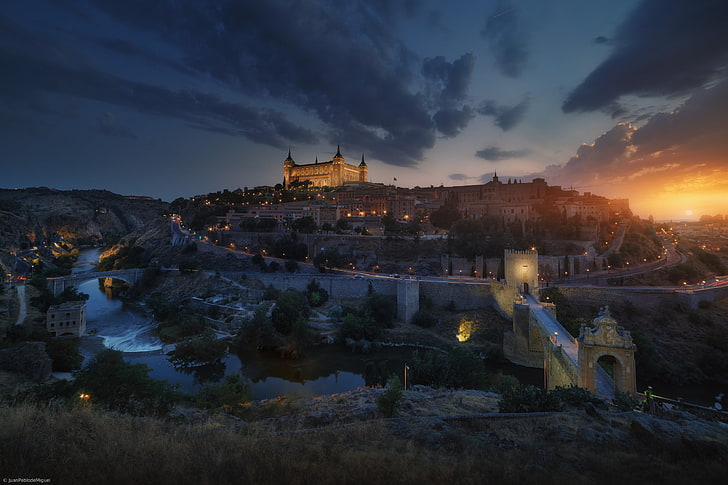 sunset, evening, Juan Pablo de Miguel, cityscape, Toledo, Spain, HD wallpaper
