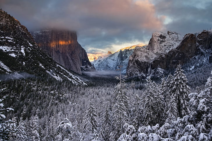 landscape, valley, snow, HD wallpaper