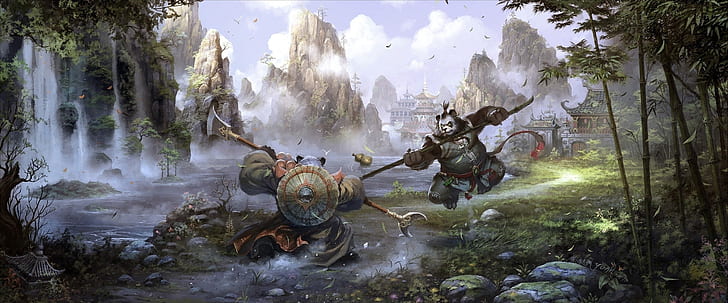 chinese fantasy art panda bears world of warcraft mists of pandaria Video Games World of Warcraft HD Art, HD wallpaper