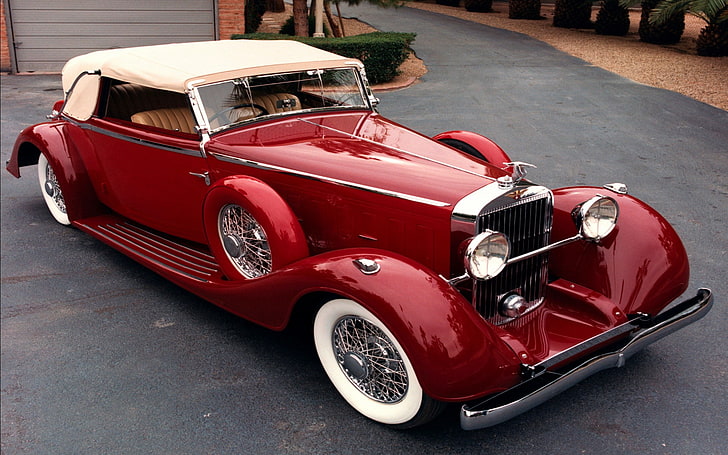 Hispano Suiza, vintage, red cars, Oldtimer, mode of transportation, HD wallpaper