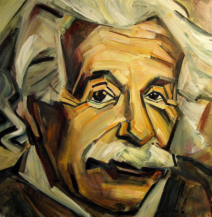 Albert Einstein, face, art and craft, creativity, human representation, HD wallpaper