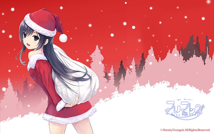 anime, anime girls, Christmas, Furifure 2, Shinozaki Sumire, HD wallpaper