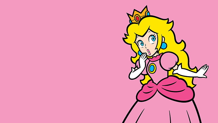 video games, Princess Peach, Super Mario, Nintendo, colored background