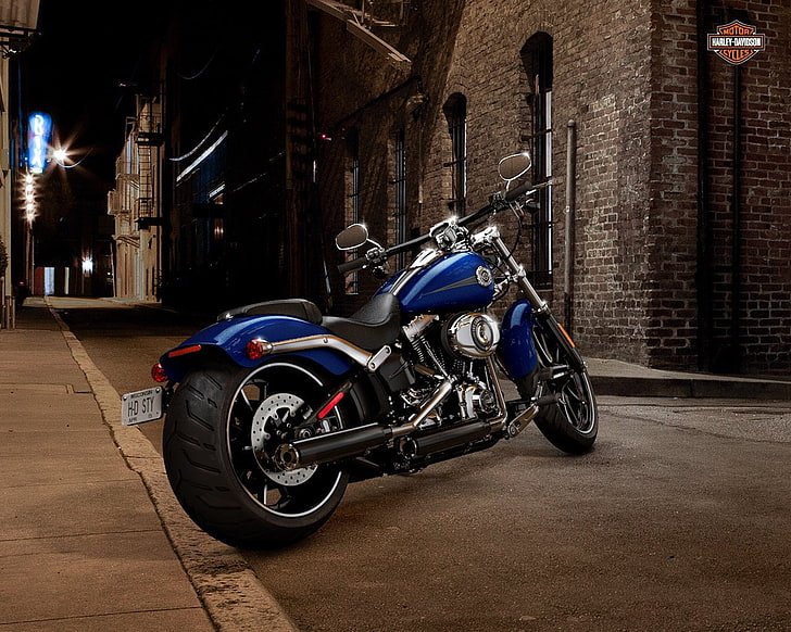 blue chopper motorcycle, Motorcycles, Harley-Davidson, transportation