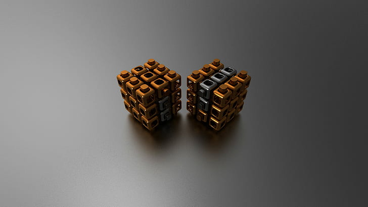 cube, digital art, simple background, render, CGI