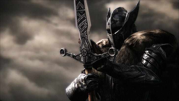 knight, The Elder Scrolls V: Skyrim, sword, helmet, armor, warrior, HD wallpaper