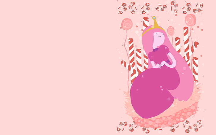 white and pink Hello Kitty print textile, Adventure Time, Princess Bubblegum, HD wallpaper