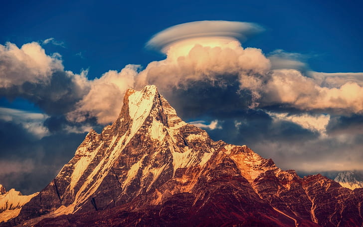 Himalayas Mountains Nepal, snow-capped fault block mountains