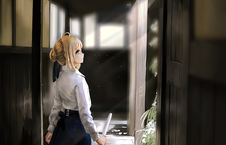 anime, anime girls, Fate Series, Saber, blond hair, women, one person
