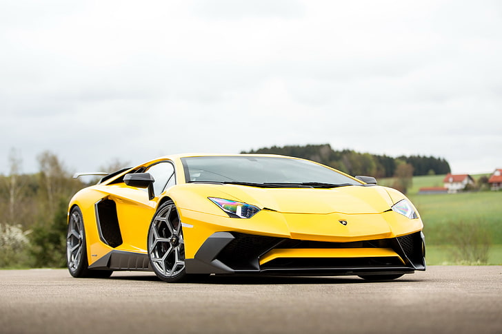 car, auto, Lamborghini, yellow, tuning, Aventador, Novitec Torado, HD wallpaper