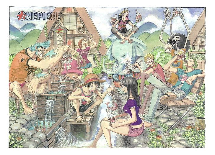 One Piece poster, Monkey D. Luffy, Nico Robin, Roronoa Zoro, Sanji