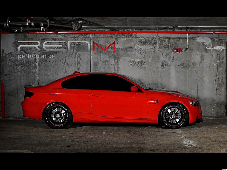 red coupe, BMW, BMW 3 Series (E92), car, red cars, BMW M3 , BMWM3, HD wallpaper