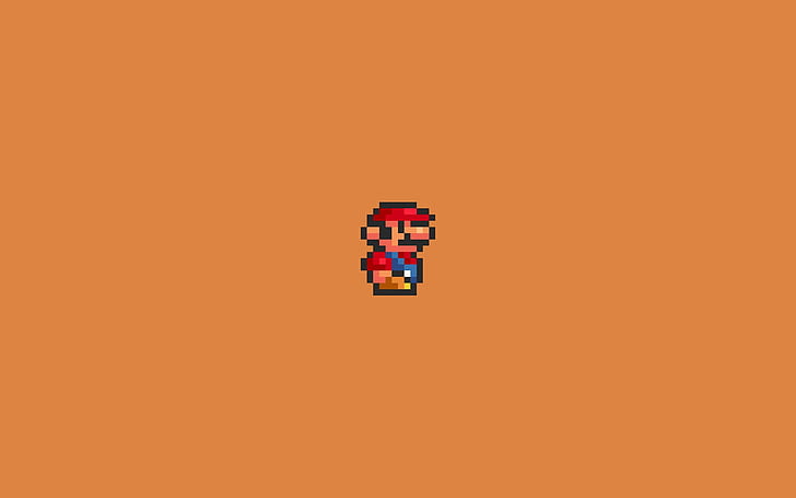 Mario 8-Bit Orange Nintendo HD, super mario character, video games