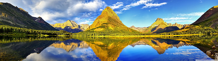 brown mountain and body of water, mountains, lake, reflection