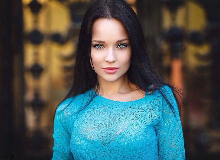 HD wallpaper: women's blue lace scoop-neck top, Angelina Petrova, model,  face | Wallpaper Flare