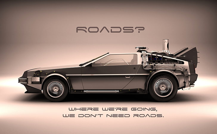gray car, Back to the Future, DeLorean, movies, quote, vehicle