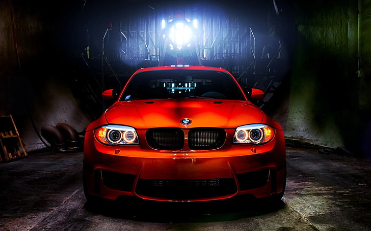 red BMW car, E82, bmw serie 1 , red cars, mode of transportation, HD wallpaper