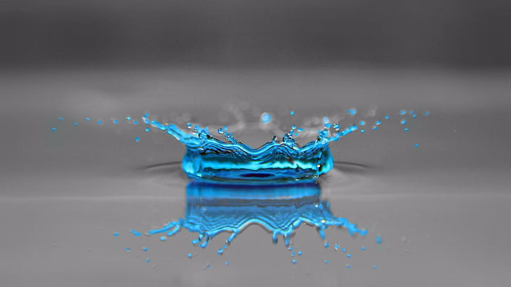 water drops, drplets, splash, blue, aqua, turquoise, macro photography, HD wallpaper