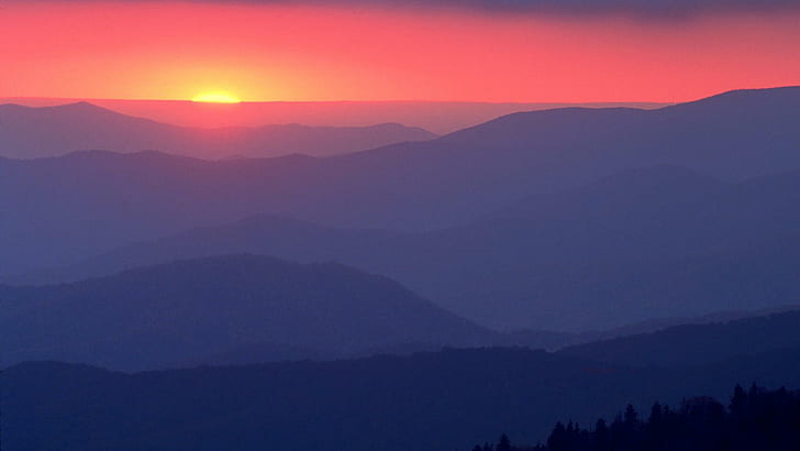 Great Smoky Mountains, sunset, nature, 1920x1080, tennessee, HD wallpaper