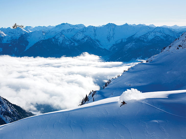 snow field, Snowboard, terje, VOLCOM, mountain, european Alps, HD wallpaper