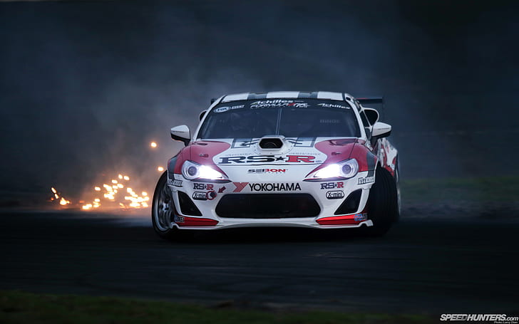 Wallpaper Night, Smoke, Drift, Toyota, Drift, Car, Toyota, GT86 for mobile  and desktop, section toyota, resolution 1920x1080 - download