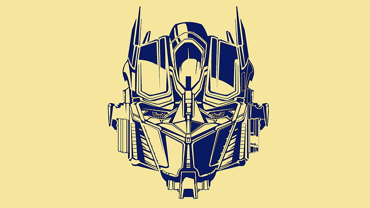 Optimus Prime head sketch, yellow, blue, transformers, HD wallpaper