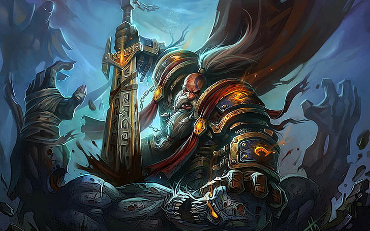 Dwarf warrior, World of Warcraft, drawing, colorful, dwarfs