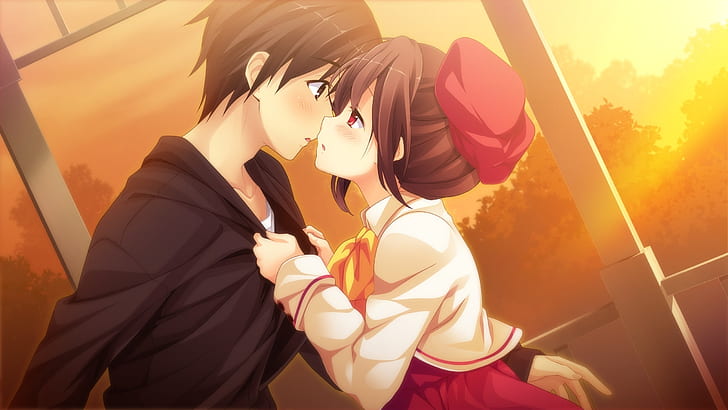Solve Romantic-Anime-Kiss jigsaw puzzle online with 221 pieces