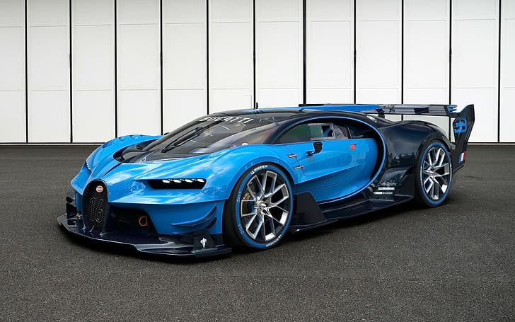 Hd Wallpaper Blue Cars Bugatti Veyron Bugatti Vision Gran Turismo Vehicle Wallpaper Flare