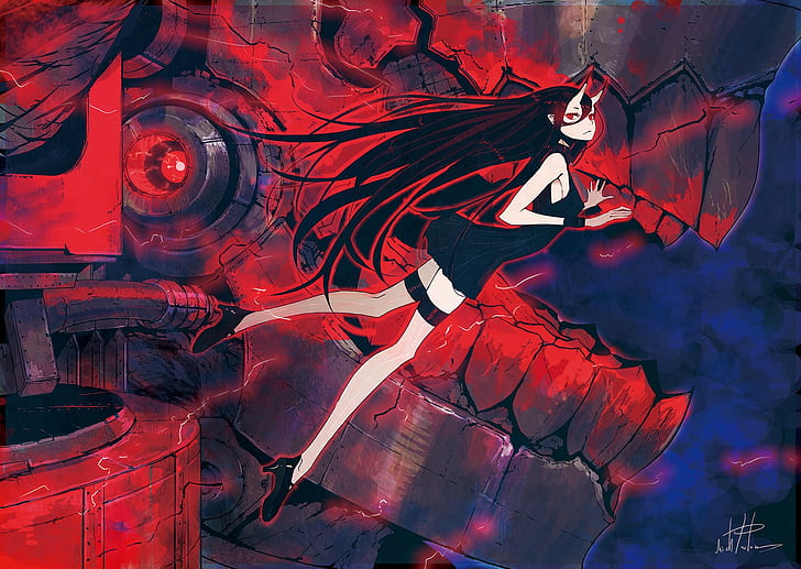 anime, demon horns, Kantai Collection, HD wallpaper