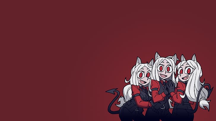 Helltaker, demon girl, demon girls, simple background, tail HD wallpaper