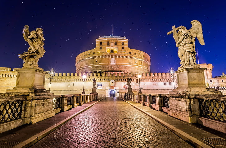 Castel SantAngelo Rome, Europe, Italy, City, Travel, Castle, Stars, HD wallpaper