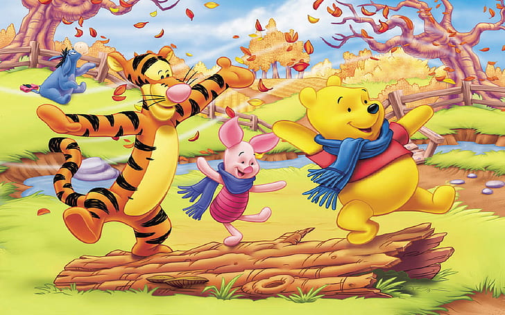 HD wallpaper: Winnie The Pooh And Friends Autumn Pictures Cartoon Hd  Wallpaper For Desktop 1920×1200 | Wallpaper Flare