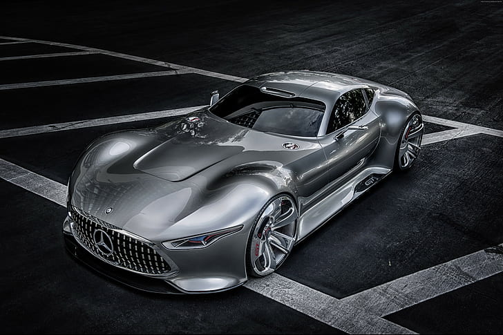 front, silver, Gran Turismo, concept, Mercedes-Benz AMG Vision, HD wallpaper