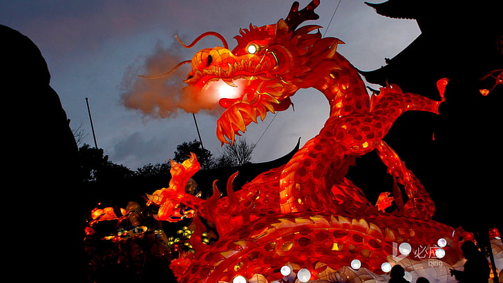 red dragon figurine, photography, Chinese, chinese dragon, festivals, HD wallpaper