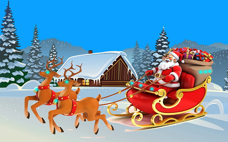 Happy New Year Christmas Card Santa Claus And Lapland 4k Ultra Hd Desktop Wallpapers For Computers Laptop Tablet And Mobile Phones 3840×2400, HD wallpaper