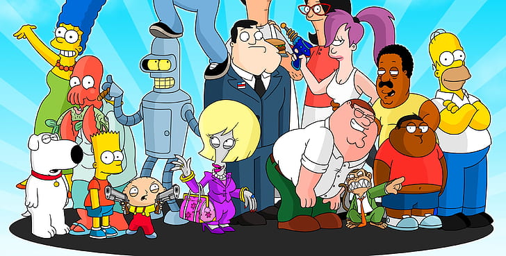 HD wallpaper: Futurama, cartoon, crossover, Family Guy, The Simpsons, tv  series | Wallpaper Flare