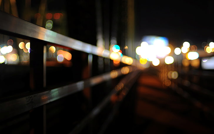 bokeh lights, macro, the city, background, Wallpaper, blur, the fence, HD wallpaper