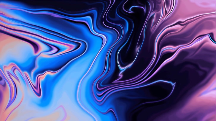 blue, purple, digital art, fractal art, electric blue, line, HD wallpaper