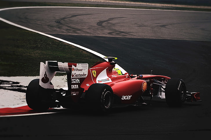 red Ferrari formula 1 race car, Felipe Massa, transportation, HD wallpaper