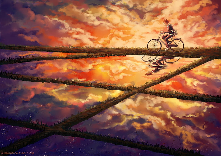 Haikyuu!!, anime boys, Hinata Shouyou, sunset, cloud - sky, HD wallpaper