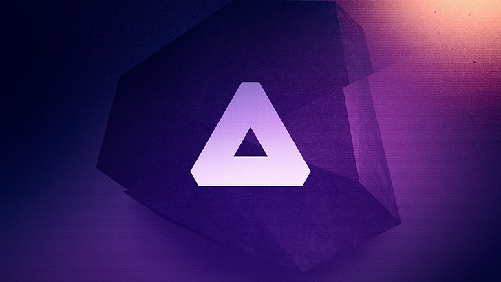 triangle purple logo, triangular pink logo, abstract, Overwerk