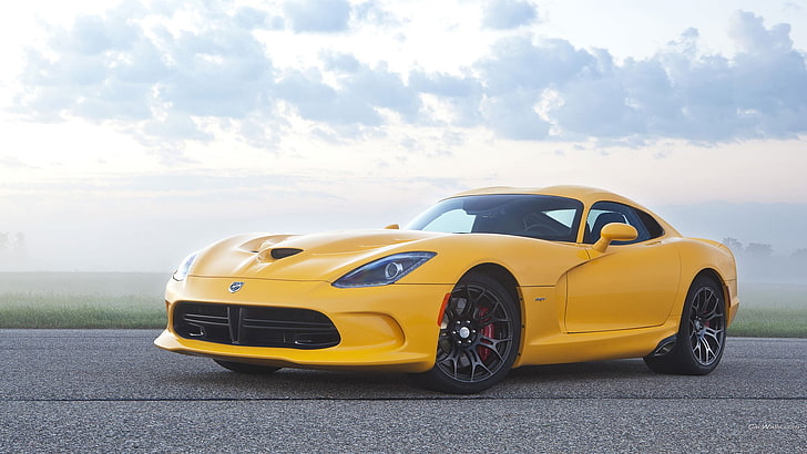 yellow coupe, Dodge Viper, car, yellow cars, vehicle, mode of transportation, HD wallpaper