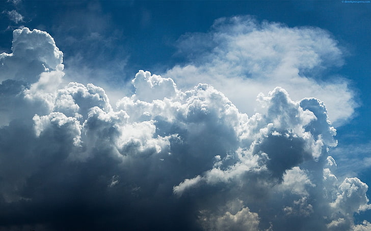 white cloud formation photo, sky, clouds, cloud - sky, beauty in nature, HD wallpaper