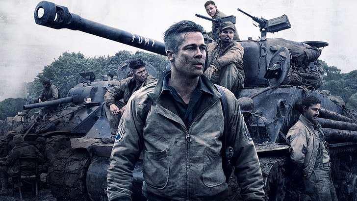 Movie, Fury, Brad Pitt, Jon Bernthal, Logan Lerman, Michael Peña, HD wallpaper