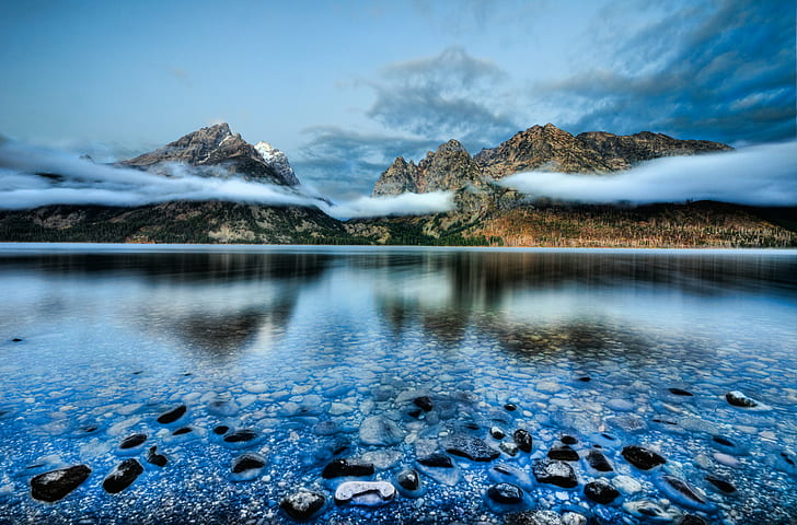 photo of body brown mountain with body of water, jenny lake, jenny lake