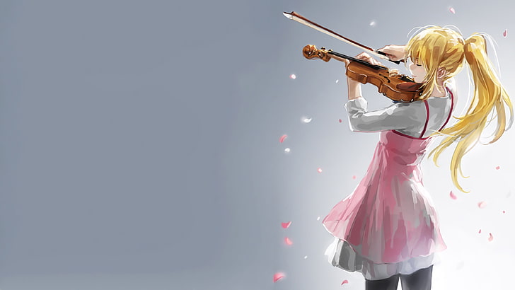 woman playing violin screenshot, Shigatsu wa Kimi no Uso, Miyazono Kaori, HD wallpaper